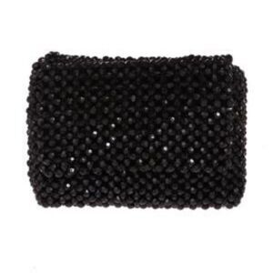 NWT La Regale macrame black bead mini bag